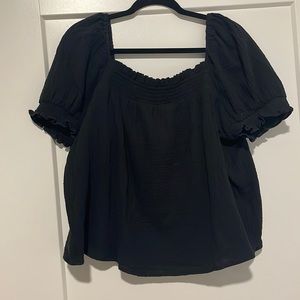 NWT JCrew Black Gauze Square neck top. 2X